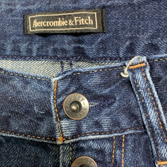 Abercrombie and Fitch Dark Blue Low Rise Button Fly Distress Jean Short Size 26 - Picture 4 of 12